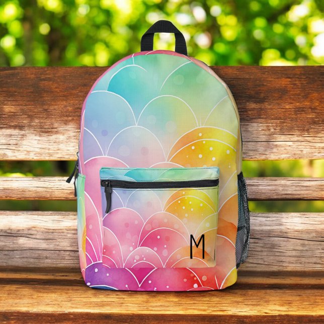 Aquarellpastellfarben Niedliches Monogramm Bedruckter Rucksack (Von Creator hochgeladen)