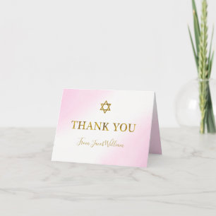 Aquarellpastellfarben Pink Gold Bar Mitzvah Dankeskarte