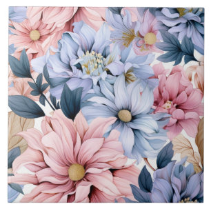 Aquarellpastellfarben pink und blau blühen fliese