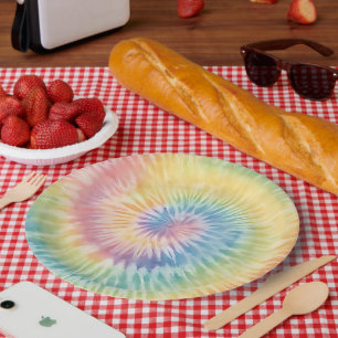 Aquarellpastellfarben Rainbow Gefärbte Krawatte Pappteller