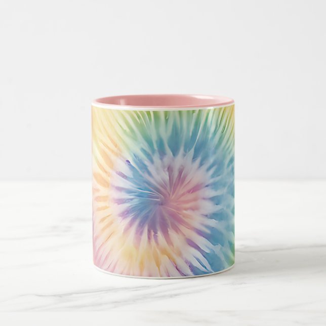 Aquarellpastellfarben Rainbow Gefärbte Krawatte Zweifarbige Tasse (Mittel)