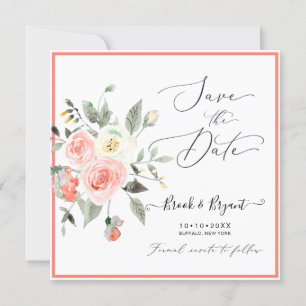 Aquarellpastellfarben Rose Save the Date Einladung