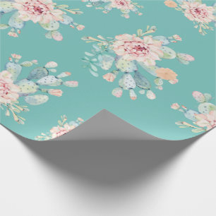 Aquarellpastellkaktus Sukkulente Blume Geschenkpapier
