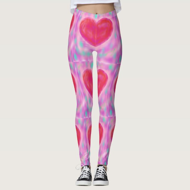 Aquarellpasten mit Herz Leggings (Vorderseite)