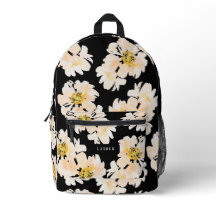 Aquarellpeere Blume auf schwarzen Blumenmustern