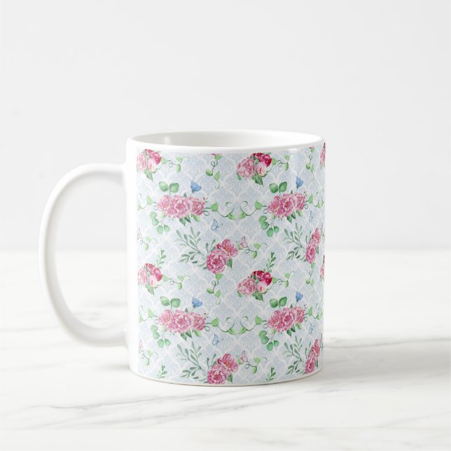 Aquarellpeere, Schmetterlingswasserfarbe Kaffeetasse (Links)