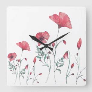 Aquarellpfeifen Quadratische Wanduhr