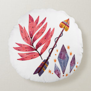 Aquarellpfeil & Diamanten Rundes Kissen