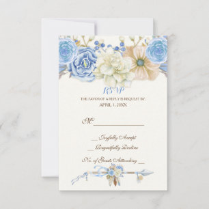 Aquarellpfeile Feathers Floral Boho Tribal Blue RSVP Karte