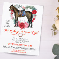 Aquarellpferd Derby Party Rote Rose