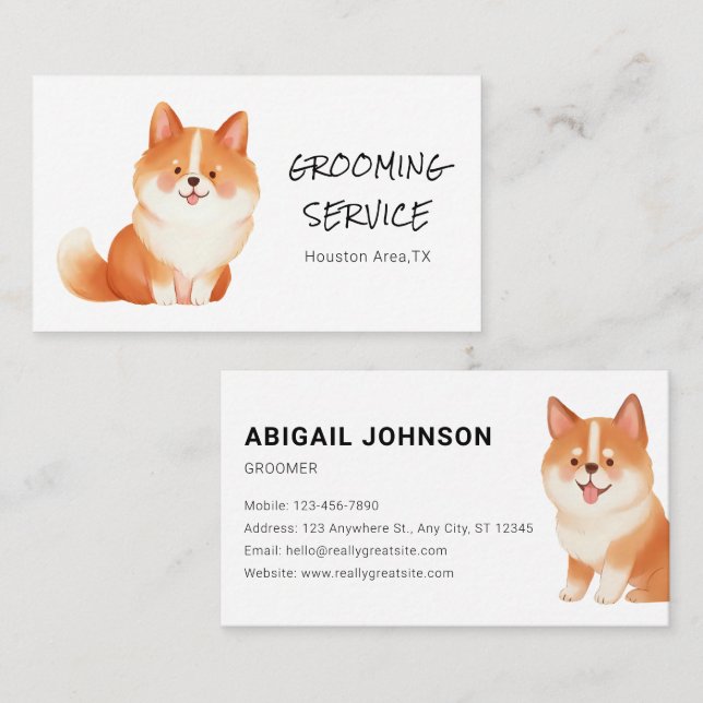 Aquarellpferd mit Corgi Visitenkarte (Vorne/Hinten)