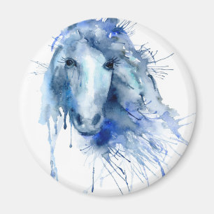 Aquarellpferd Portrait mit Spritzer Magnet