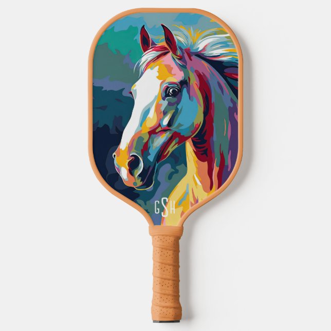 Aquarellpferde Pickleball Schläger (Vorderseite)