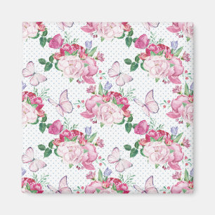 Aquarellpfingstrose, Aquarellschmetterling Magnet