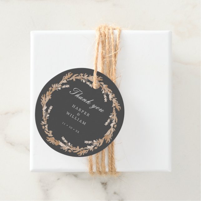 Aquarellpfirsich/beige-graue Blumenzeremonie Geschenkanhänger (Beispiel)