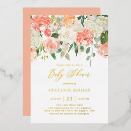 Aquarellpfirsich und Elfenbeinküste Blume Kinderdu Folieneinladung