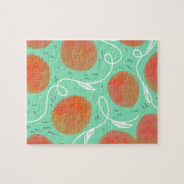 Aquarellpfirsich und Mango Abstrakt Puzzle (Horizontal)