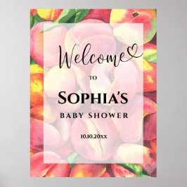 Aquarellpfirsiche Babydusche Poster