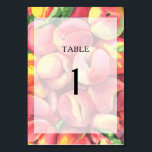 Aquarellpfirsiche - Hochzeitsfeier Tischnummer<br><div class="desc">Brautparty zum Thema Aquarellobst mit Aquarellbildern von Pfirsichen und Blätter. Elegante Kalligraphie-Handschrift,  ideal für Frühjahr-,  Sommer- oder Herbsthochzeiten. Matching-Elemente verfügbar.</div>