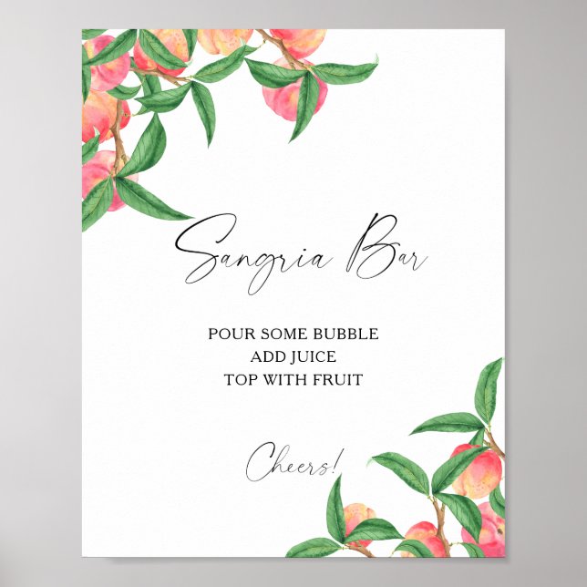 Aquarellpfirsiche modern - Sangria Bar Poster (Vorne)