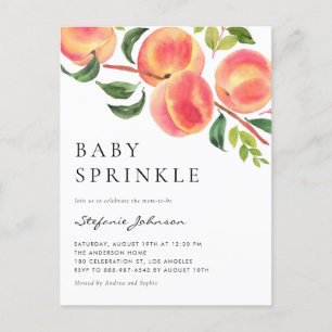 Aquarellpfirsiche Summer Baby Sprinkle Einladungspostkarte