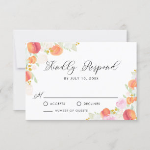 Aquarellpfirsiche und Blume Frühjahr RSVP Karte