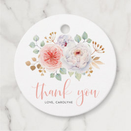 Aquarellpfirsiche und Gold Blätter Vielen Dank Geschenkanhänger