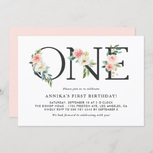 Aquarellpfirsichfarben Blume Blumenbeere Erster Ge Einladung
