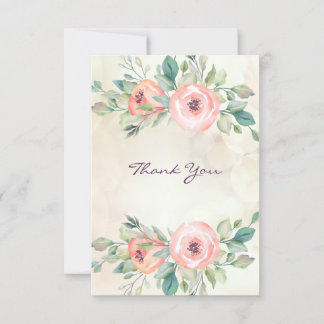 Aquarellpfirsichfarbene Rose Dankeskarte