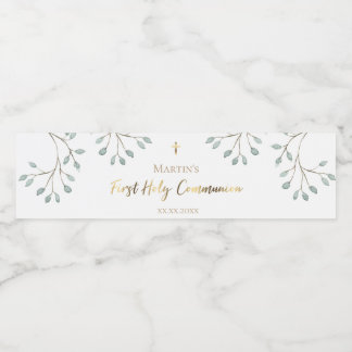 Aquarellpflanze Erste Kommunion Wasserflaschenetikett