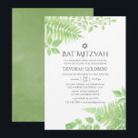 Aquarellpflanze Foliage Bat Mitzvah Einladung<br><div class="desc">Trendgrüne und weiße Fledermausmitzvah-Einladungen mit Farnen,  Zweigen und Blätter,  die schnell und einfach auf Ihre Veranstaltungsspezifikationen zugeschnitten sind.</div>