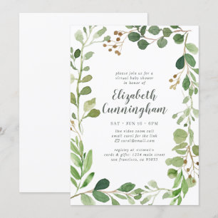 Aquarellpflanze Foliage Virtual Baby Dusche Einladung