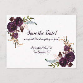 Aquarellpflanze Lila florale Save the Date Einladungspostkarte