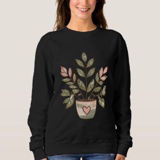 Aquarellpflanze mit Herz-Topf Sweatshirt