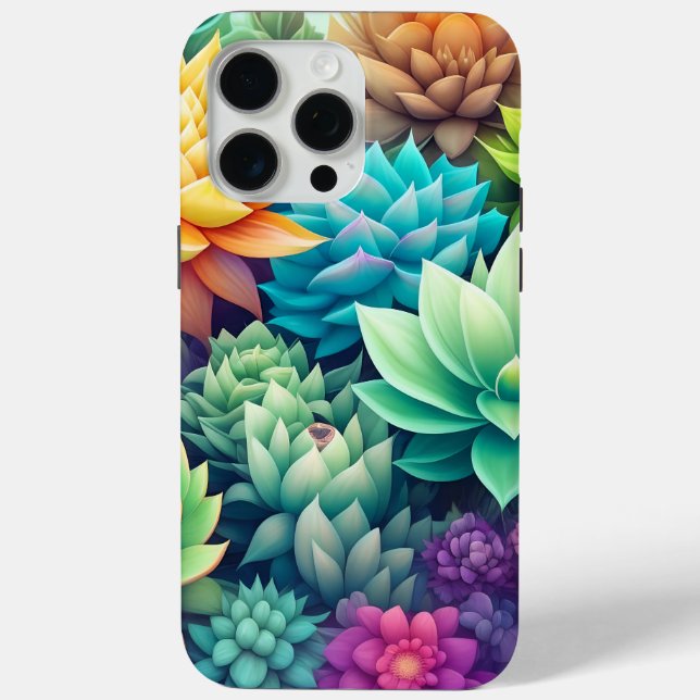 Aquarellpflanze Succulents Collage Case-Mate iPhone Hülle (Rückseite)