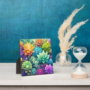 Aquarellpflanze Succulents Collage Fotoplatte
