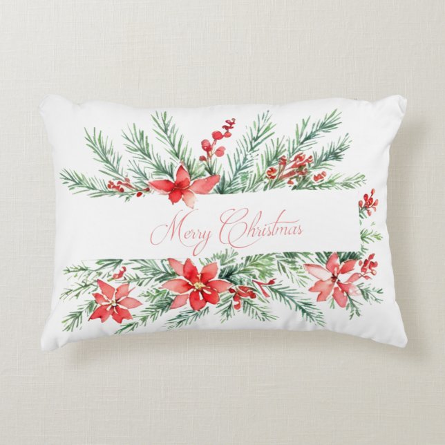 Aquarellpflanze und Grünpflanzen Dekokissen (Vorderseite)