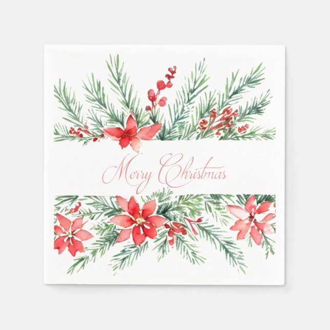 Aquarellpflanze und Grünpflanzen Serviette (Vorderseite)