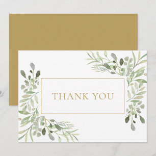 Aquarellpflanzen Blattgold Dankeskarte