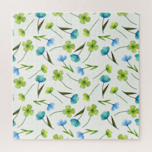 Aquarellpflanzen: Nahtloses florales Muster. Puzzle