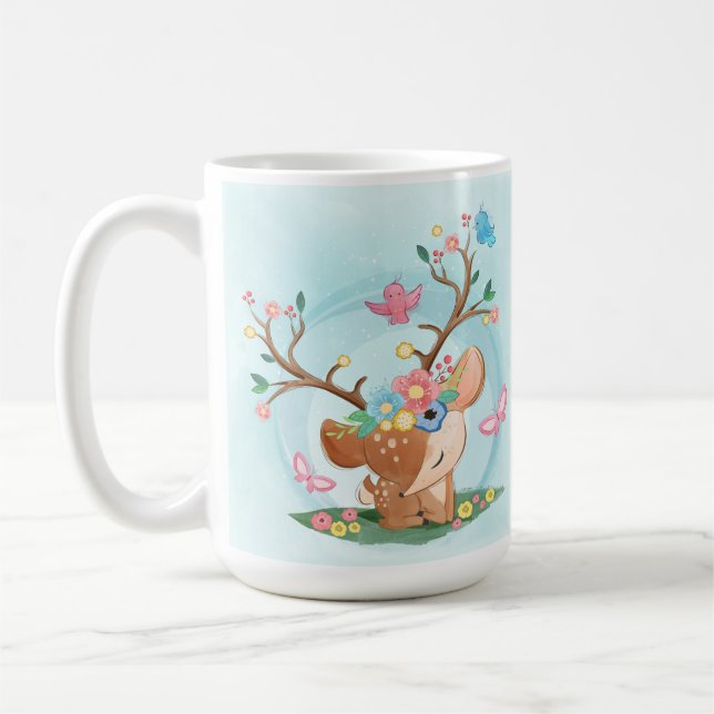 Aquarellpflanzen, Vögel, Schmetterlinge Kaffeetasse (Links)