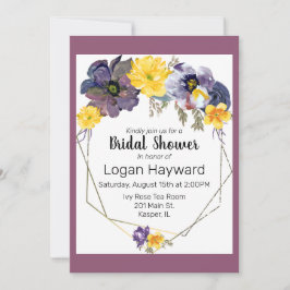 Aquarellpflaume Graugelber, gelber, floraler Goldr Einladung