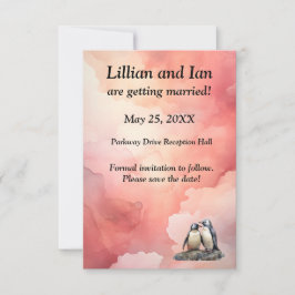 Aquarellpinguin Einfaches Rot Save the Date