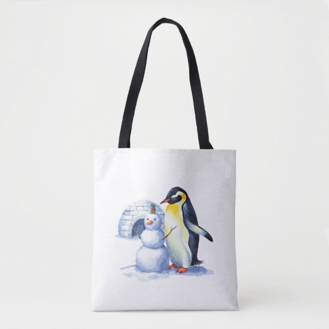 Aquarellpinguin Gebäude ein Schneemann (Vorderseite)