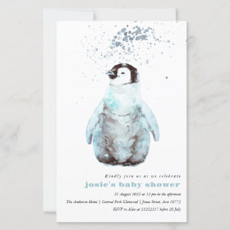 Aquarellpinguin Winter Kinderdusche Einladung