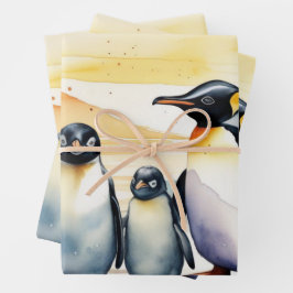 Aquarellpinguine auf Eis schießen Geschenkpapier Set