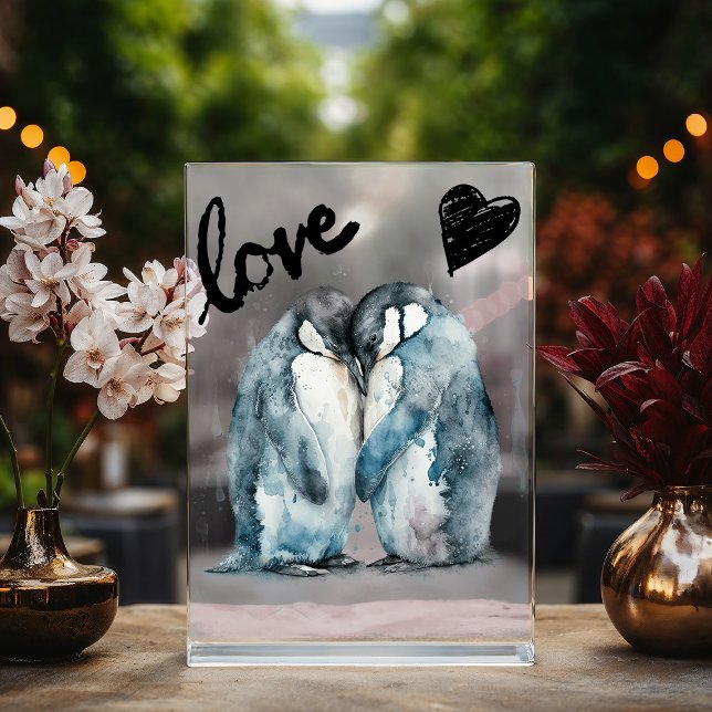 Aquarellpinguine in Liebe für Valentine Acrylschild (Von Creator hochgeladen)