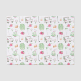 Aquarellpink & Green Golf Cart Turnier Seidenpapier