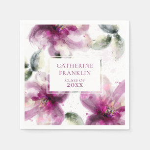 Aquarellpink Lilly Floral Graduation Party Serviette