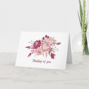 Aquarellpink und Bordeaux Blumensympathie-Karte Karte